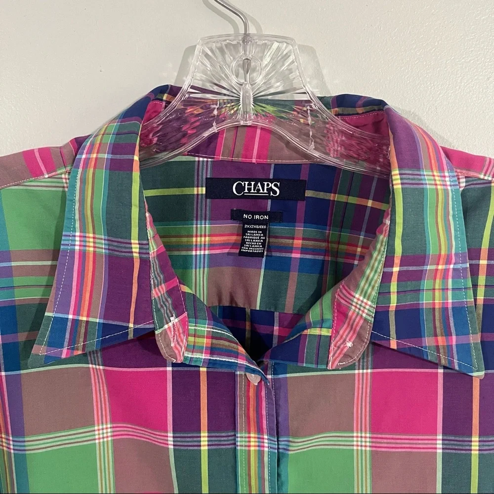 Chaps size 2X plaid button down shirt - Picture 3 of 13